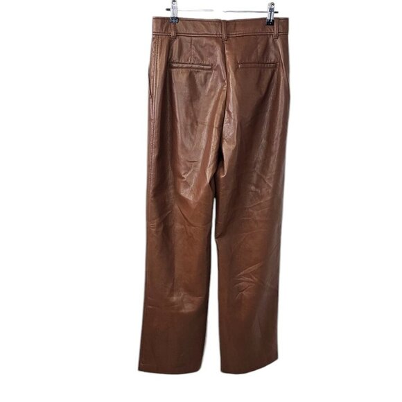 Aritzia Babaton Agency Pants, High Waist, Vegan Leather, Straight Leg, Cognac, 8 - Picture 6 of 11